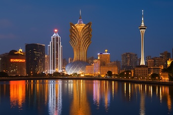 Macau skyline China Macau COVID testing measures US visa