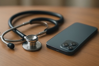 Stethoscope and iPhone Physician H1B