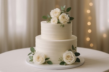 wedding cake with white roses, lawful permanent residence through marriage